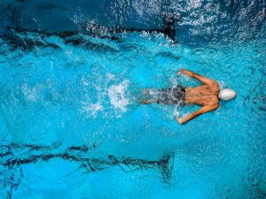 aerial shot of swimmer