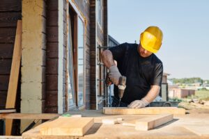 Builer using drill on site