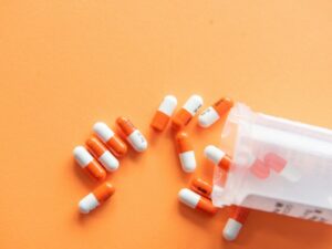 Pills with an orange background